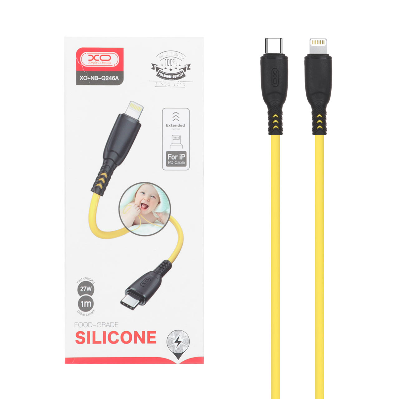 کابل شارژ فست XO Type-C To Lightning مدل XO-NB-Q246A - زرد