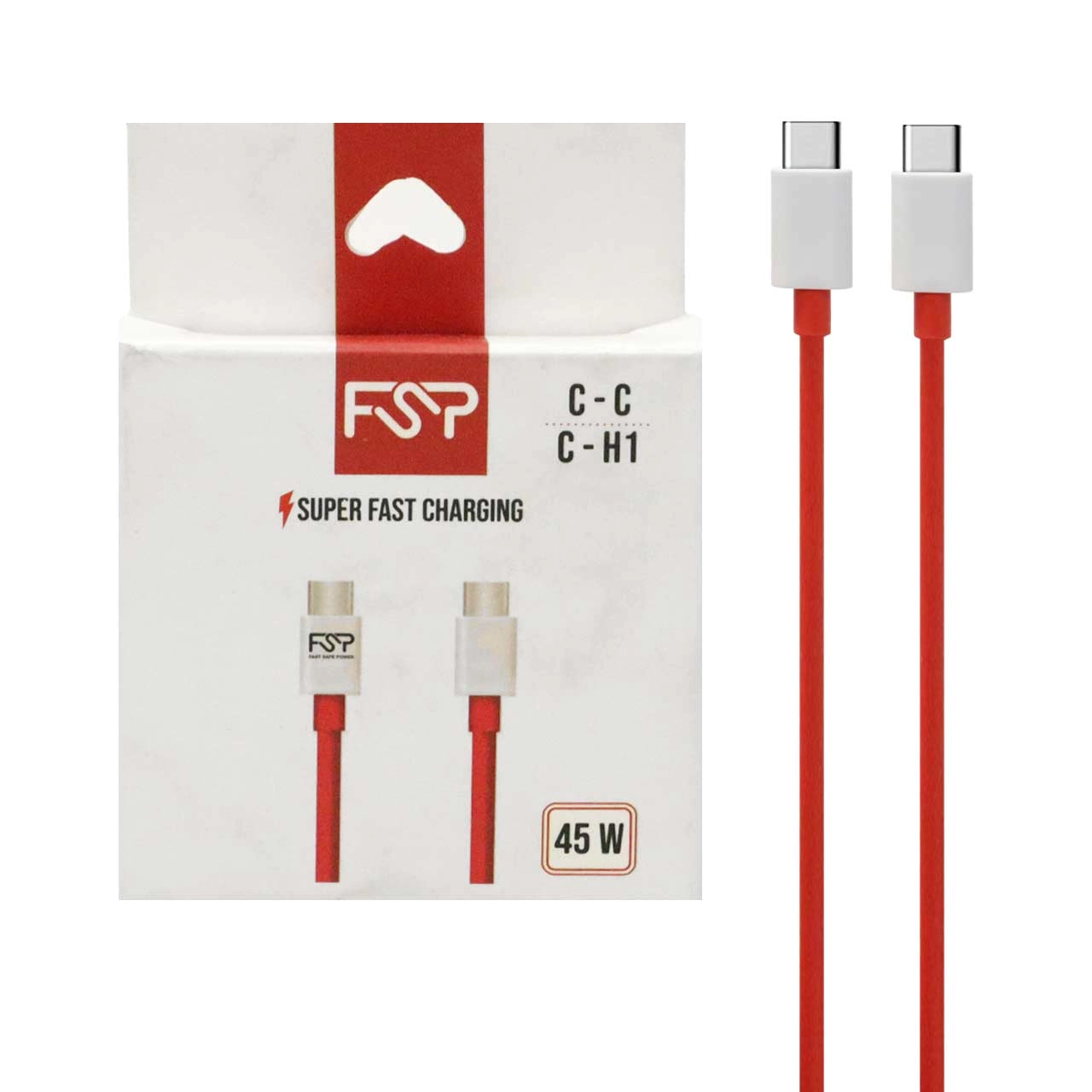 کابل شارژ فست FSP Type-C To Type-C مدل C-H1 45W - قرمز - BSA