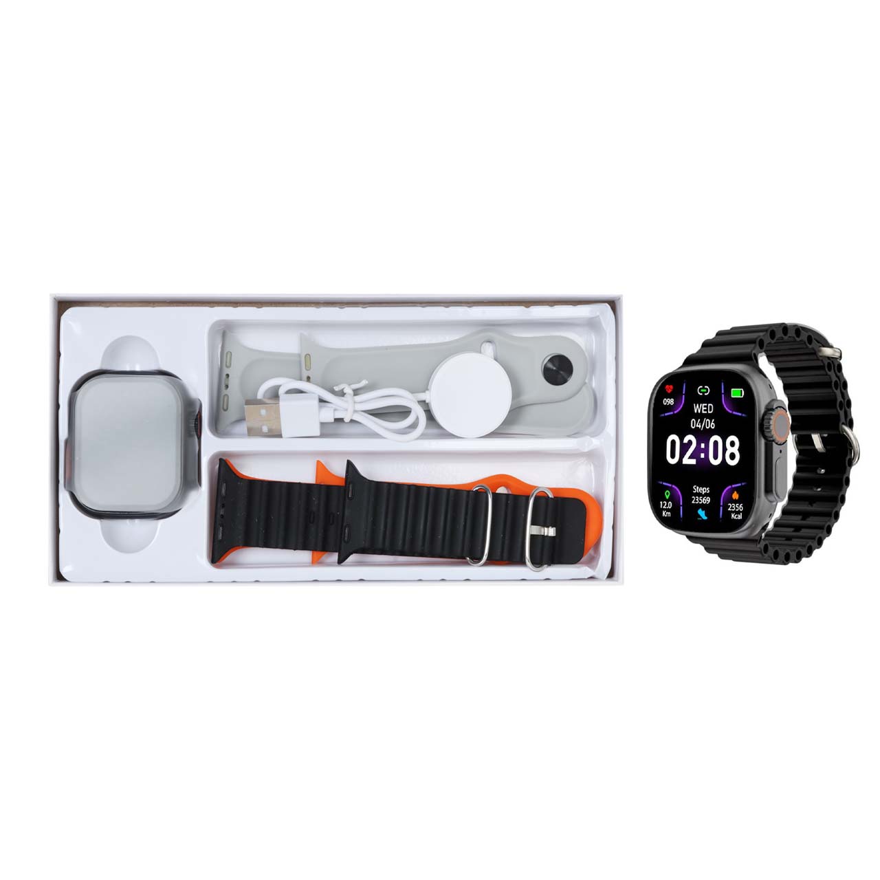 پک ساعت هوشمند KEQIWEAR مدل KW23 ULTRA 3 - مشکی