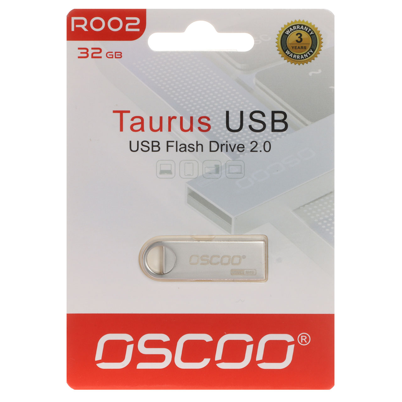 OSCOO R002 Taurus USB2.0 Flash Memory - 32GB (گارانتی سورین) نقره ای