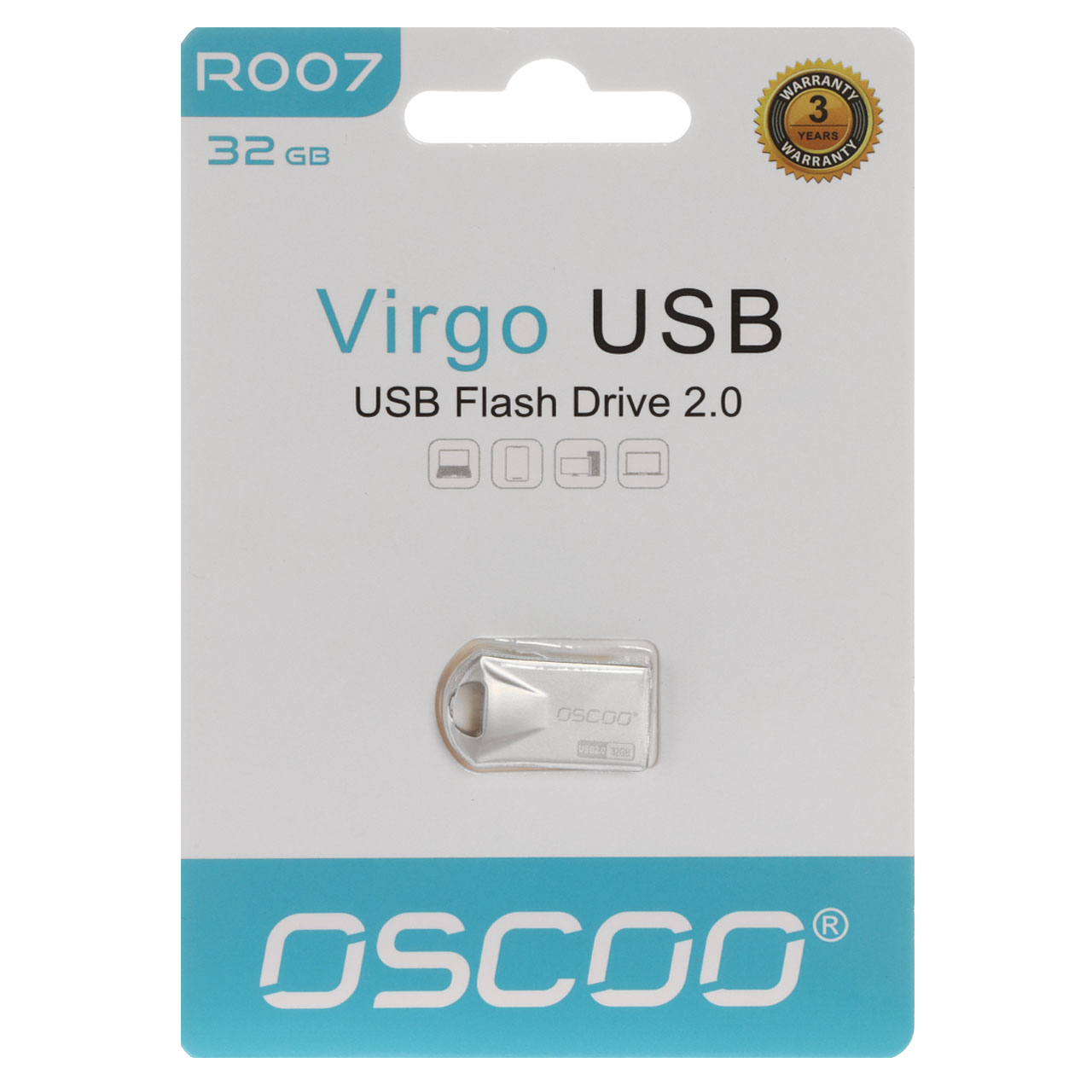 OSCOO R007 Virgo USB2.0 Flash Memory - 32GB (گارانتی سورین) نقره ای