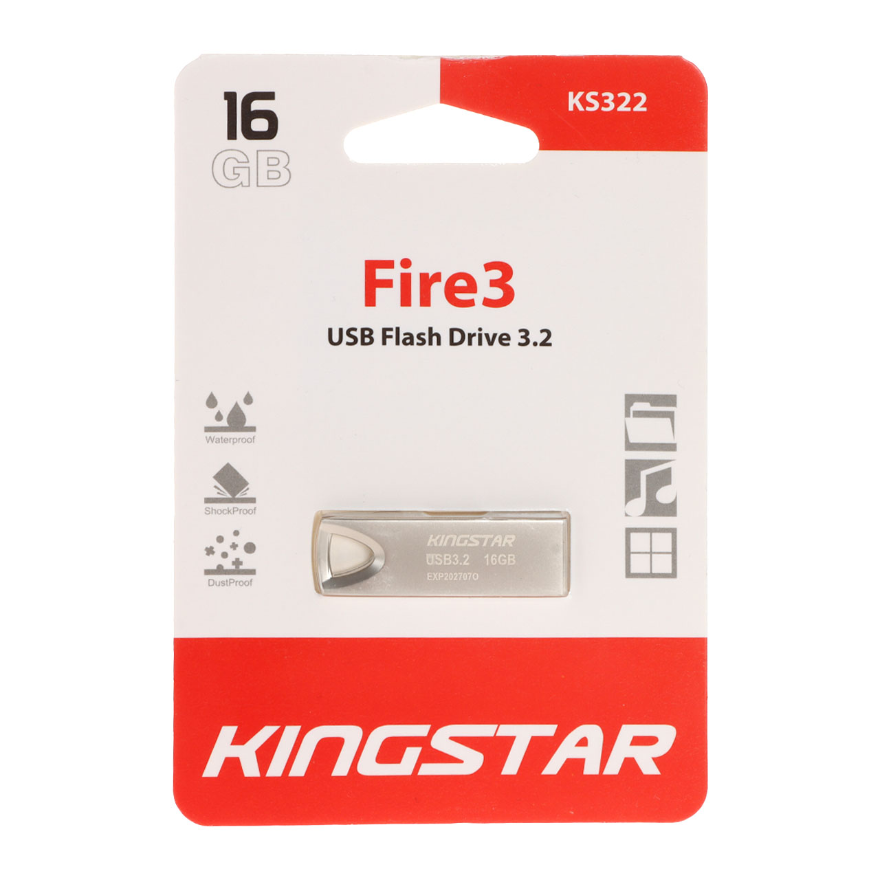 KingStar Fire3 KS322 USB3.2 Flash Memory-16GB (گارانتی متین) نقره ای