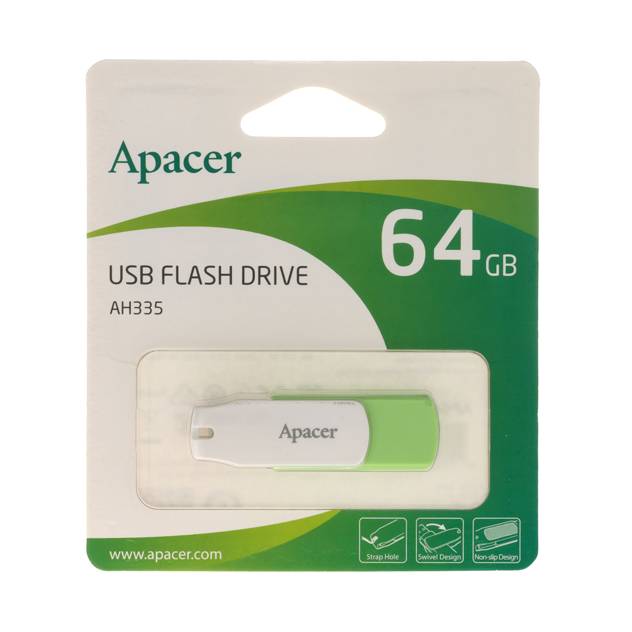 Apacer AH335 USB2.0 Flash Memory-64GB (گارانتی متین) سفید سبز
