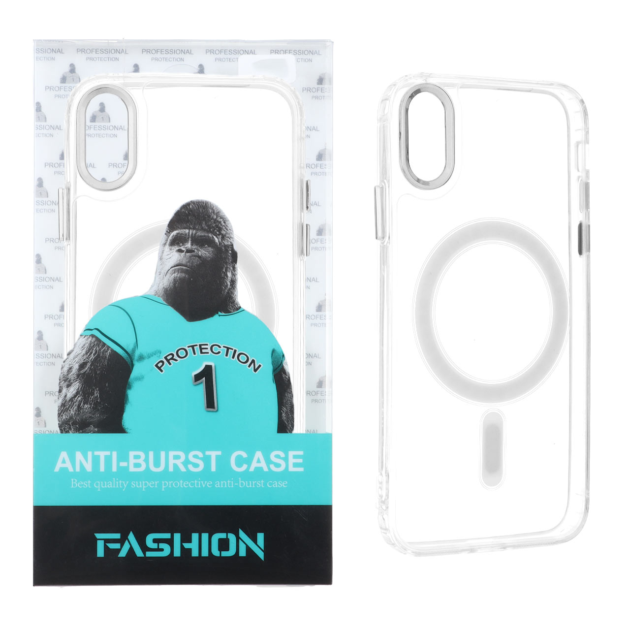 قاب شفاف Anti Burst دور ژله ای MagSafe مدل Apple iPhone X / iPhone XS (پک دار)