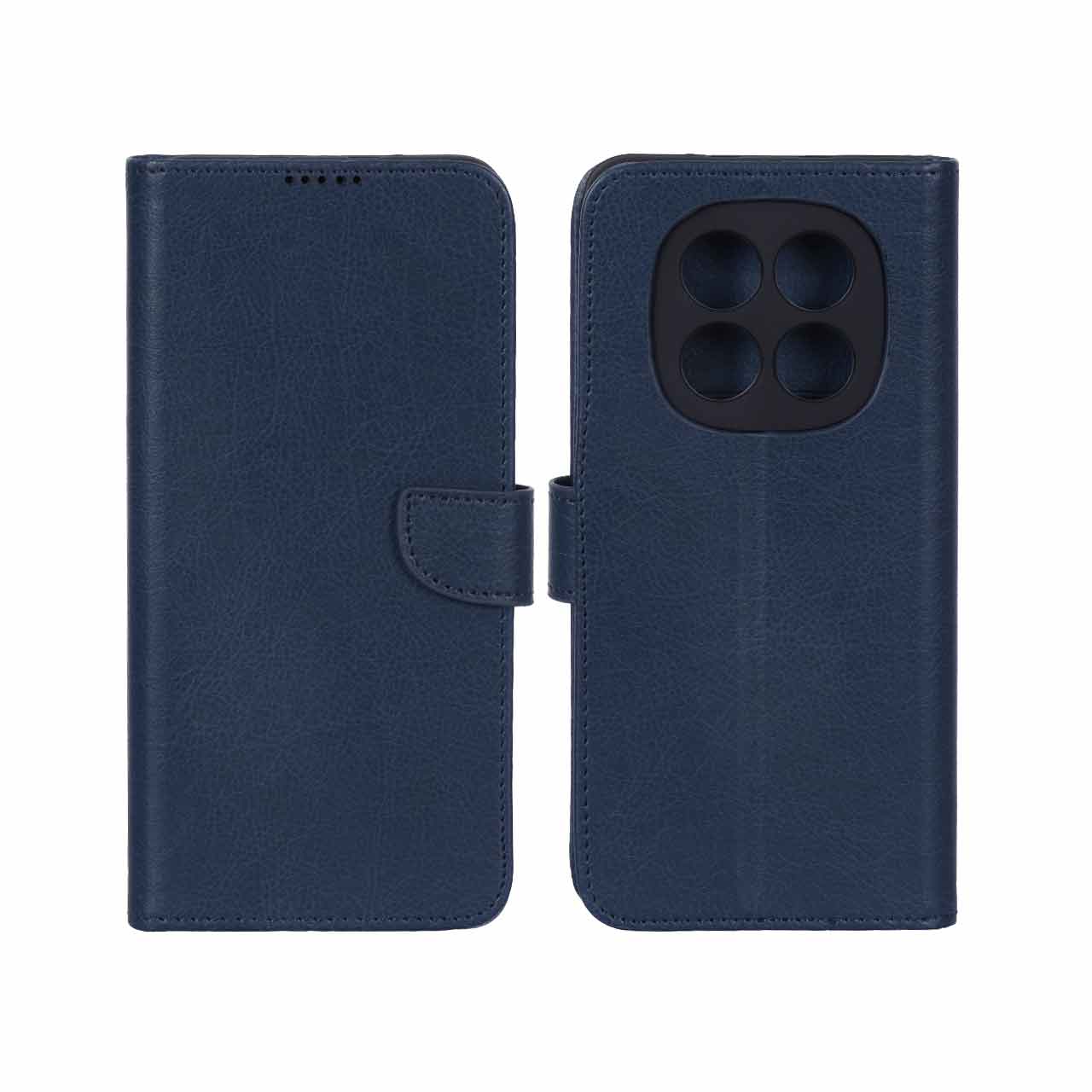 کیف چرمی موبایل مگنتی محافظ لنزدار KRF مدل Xiaomi Redmi Note 15 - سرمه ای