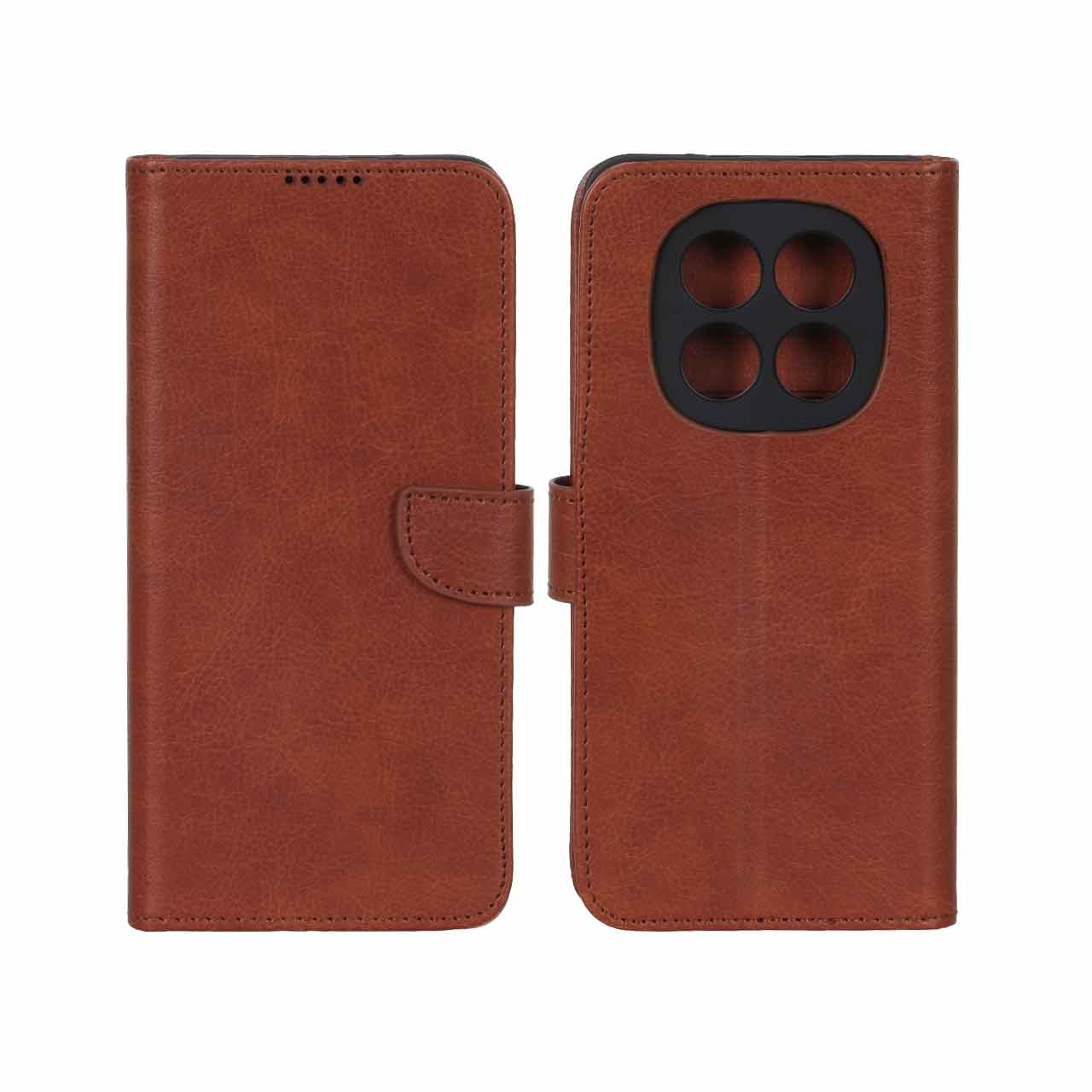 کیف چرمی موبایل مگنتی محافظ لنزدار KRF مدل Xiaomi Redmi Note 15 - قهوه ای