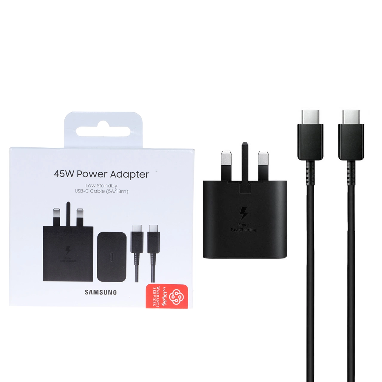 شارژر دیواری PD و فست تک پورت Samsung مدل EP-T4511 45W به همراه کابل شارژ Type-C To Type-C- مشکی (گارانتی پارتیان پایا)