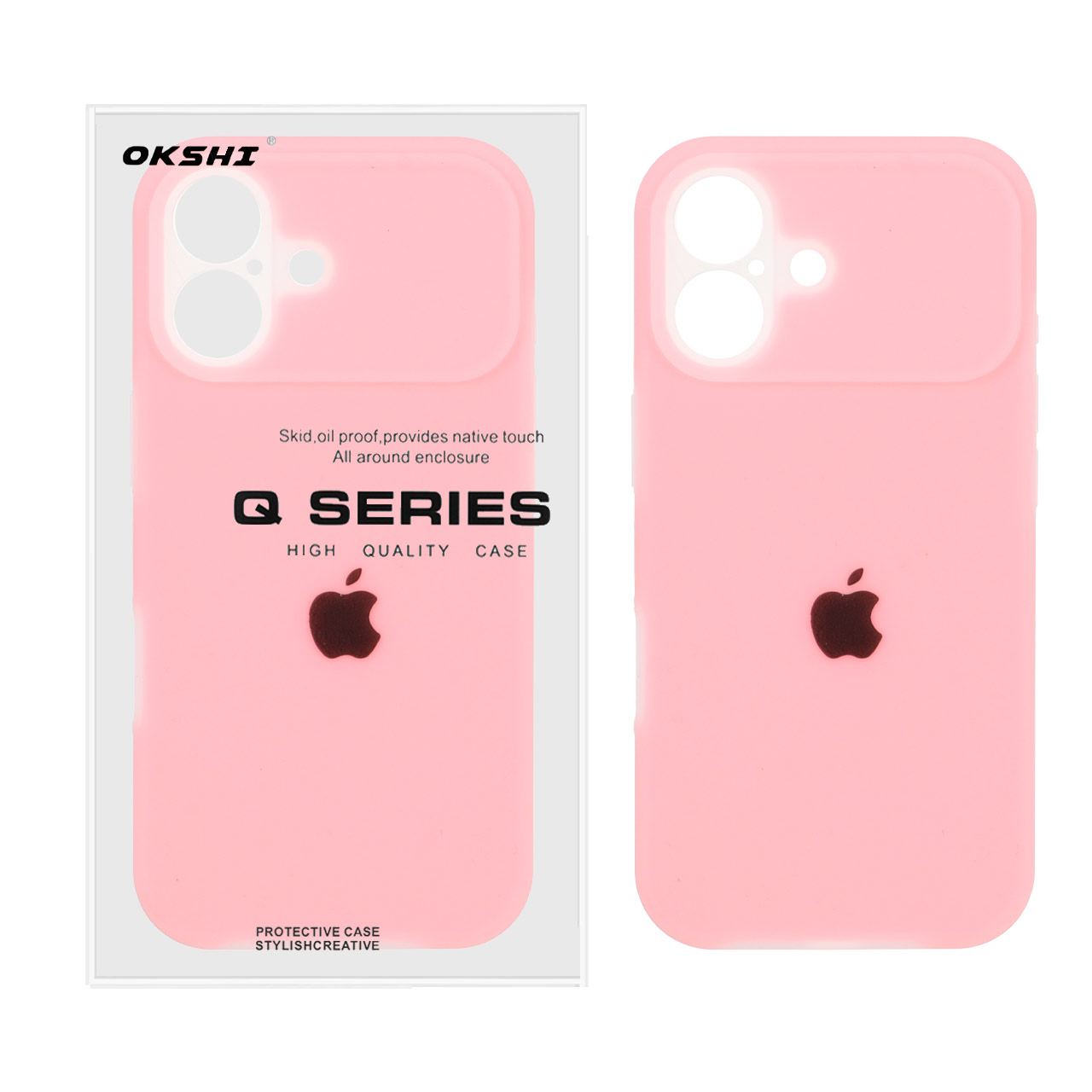 قاب Q Series سیلیکونی پاستیلی Apple iPhone 17 - صورتی (پک دار)