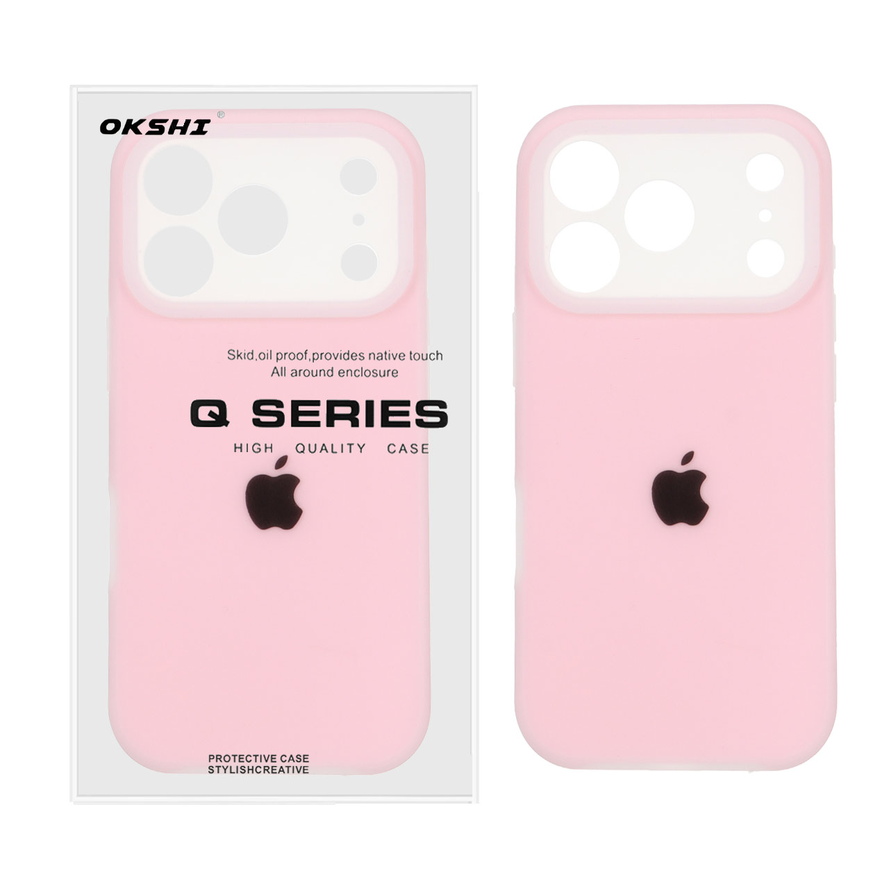 قاب Q Series سیلیکونی پاستیلی Apple iPhone 17 Pro - صورتی روشن (پک دار)