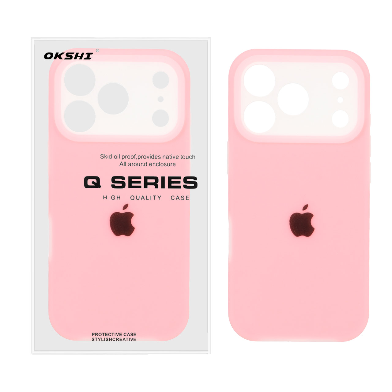قاب Q Series سیلیکونی پاستیلی Apple iPhone 17 Pro - صورتی (پک دار)