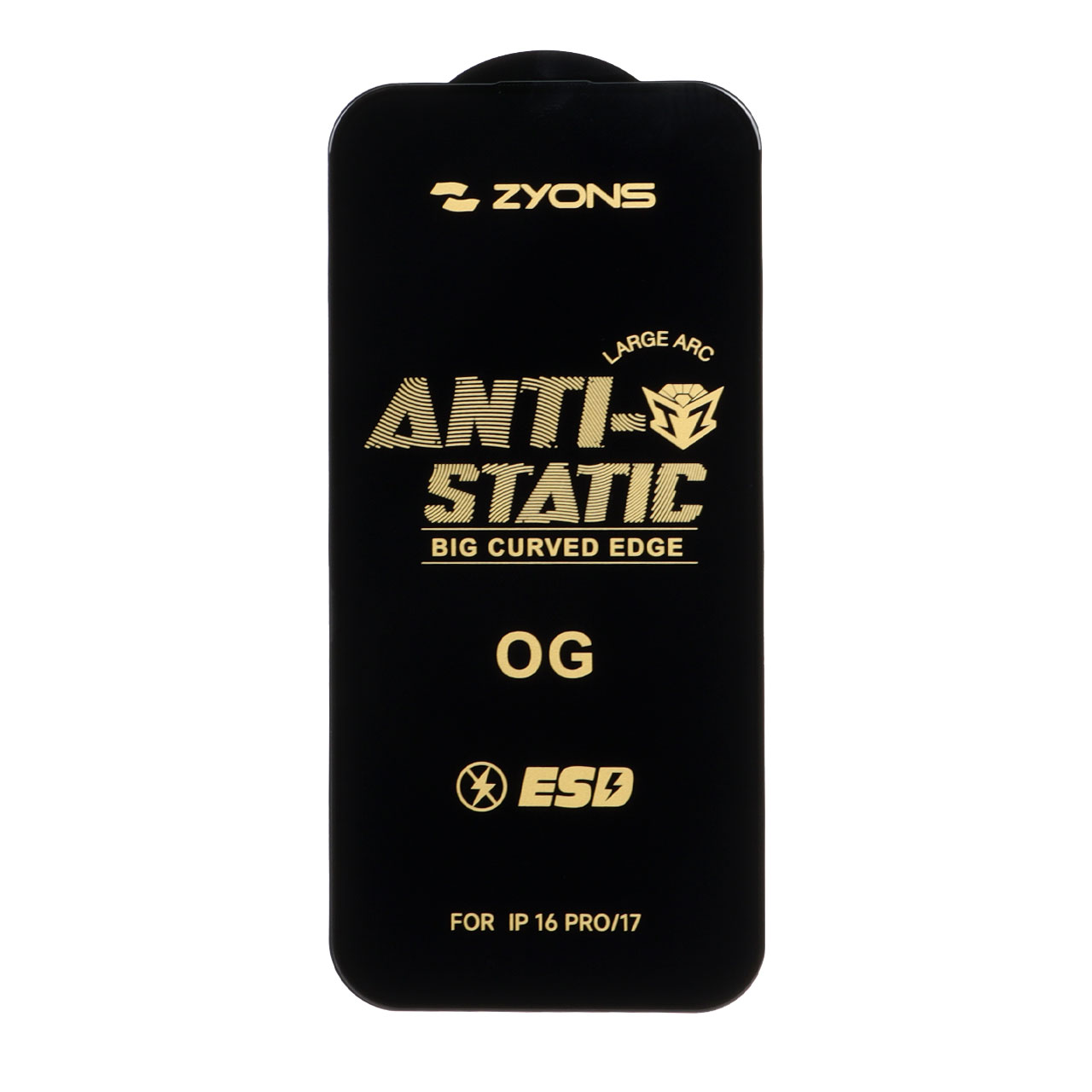 محافظ صفحه نمایش شیشه ای Full Cover ESD Anti Static - Zyons OG مدل Apple iPhone 17 / iPhone 16 Pro