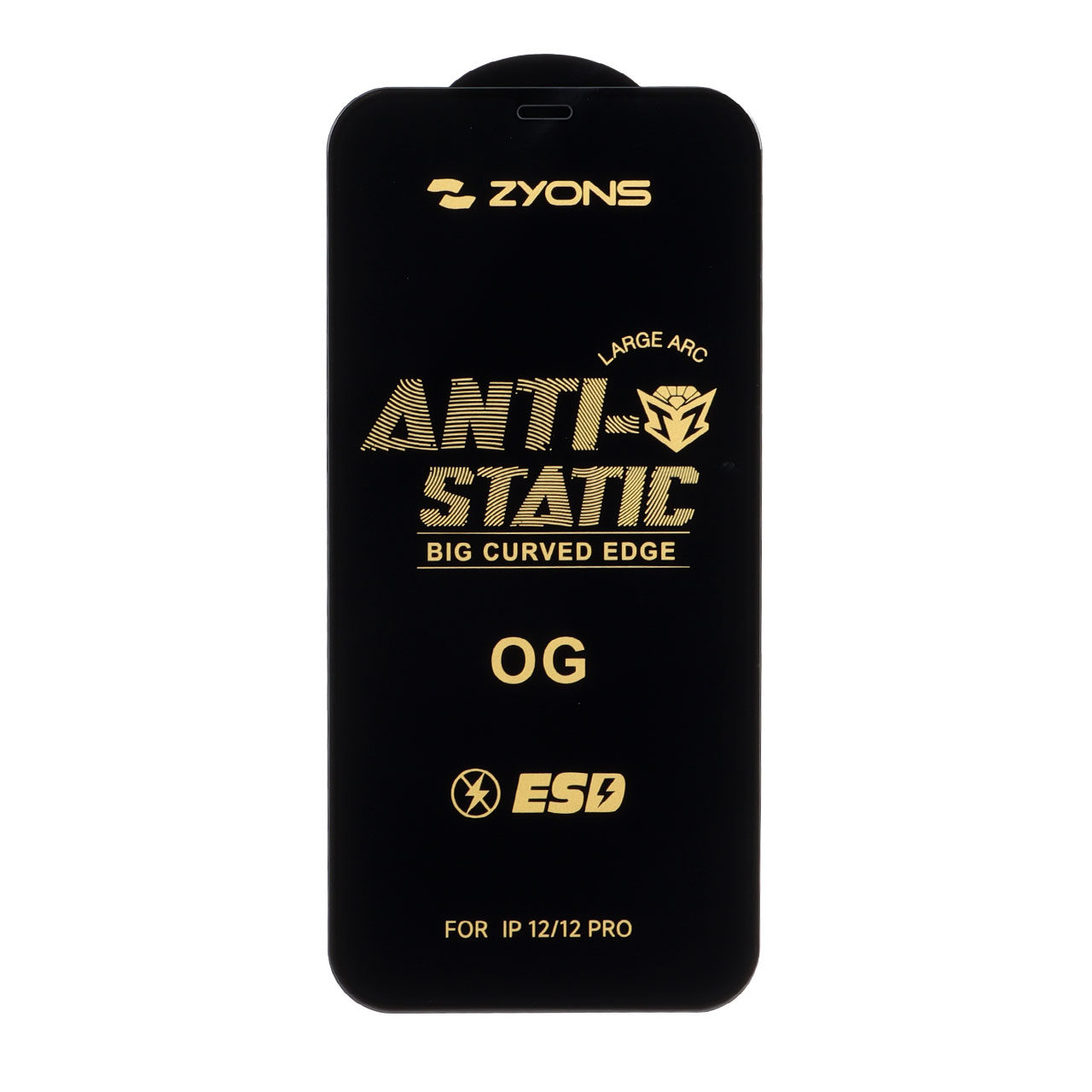 محافظ صفحه نمایش شیشه ای Full Cover ESD Anti Static - Zyons OG مدل Apple iPhone 12 / iPhone 12 Pro