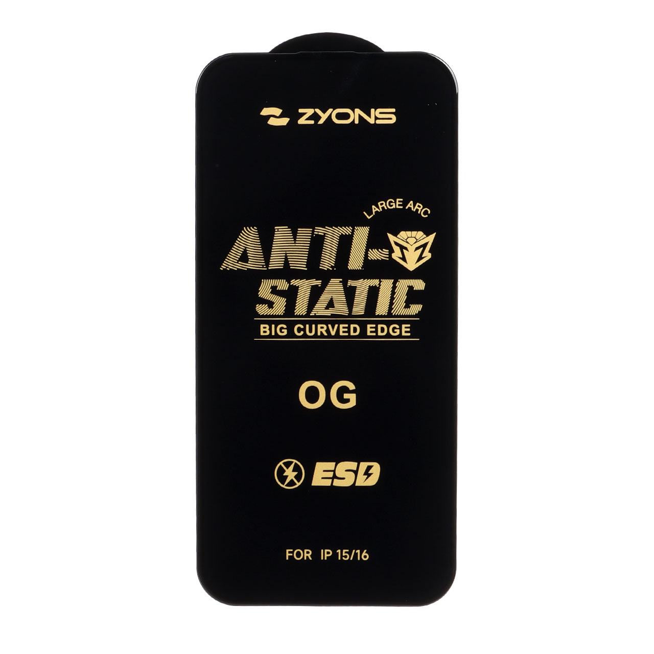 محافظ صفحه نمایش شیشه ای Full Cover ESD Anti Static - Zyons OG مدل Apple iPhone 16 / iPhone 15 / iPhone 14 Pro