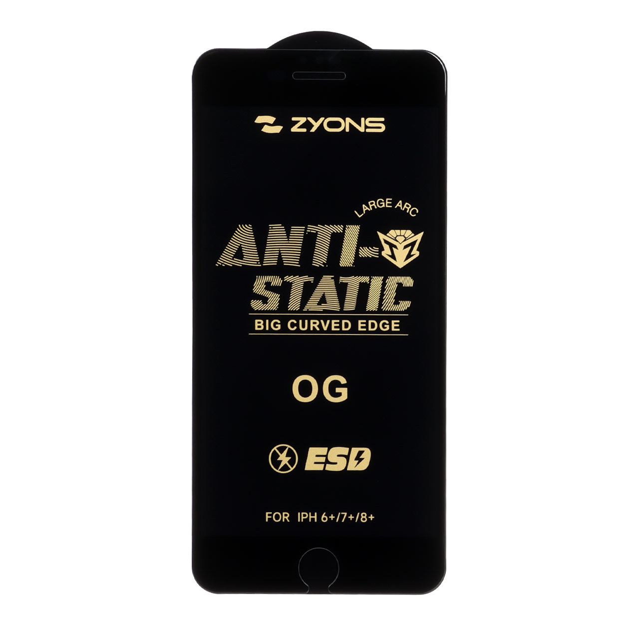 محافظ صفحه نمایش شیشه ای Full Cover ESD Anti Static - Zyons OG مدل Apple iPhone 6 ‌Plus / iPhone 6S Plus / iPhone 7 Plus / iPhone 8 Plus