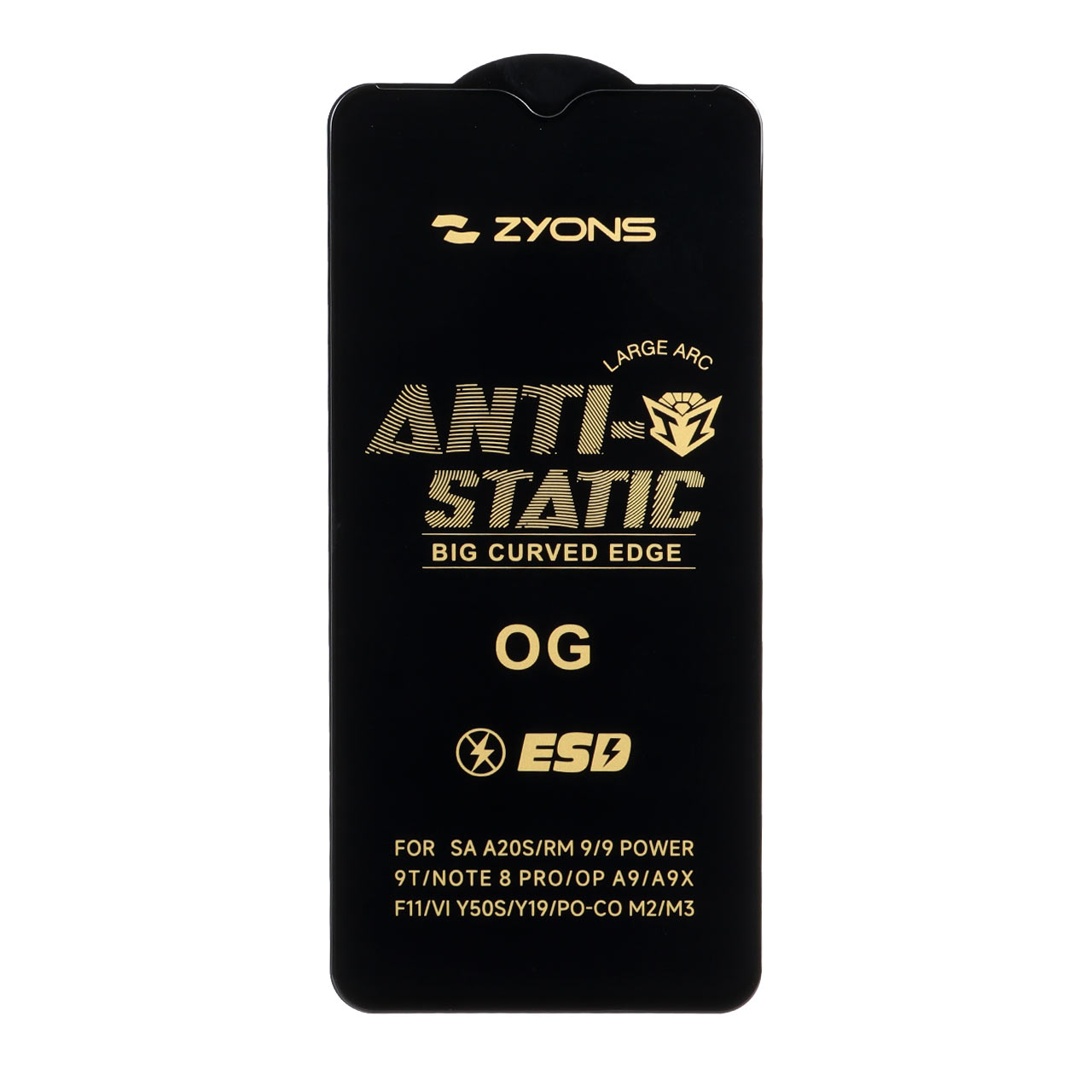 محافظ صفحه نمایش شیشه ای Full Cover ESD Anti Static - Zyons OG مدل Xiaomi Redmi Note 8 Pro / Poco M3 / Redmi 9T / Note 9 4G