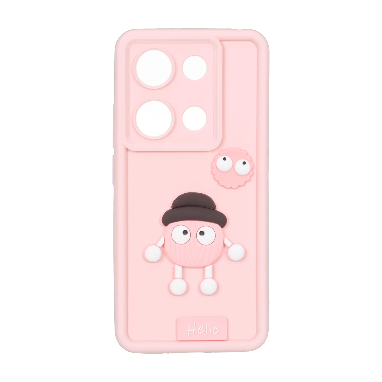 قاب Solid Case عروسک برجسته محافظ لنزدار Xiaomi Redmi Note 14S / Note 13 Pro 4G / Poco M6 Pro 4G - صورتی