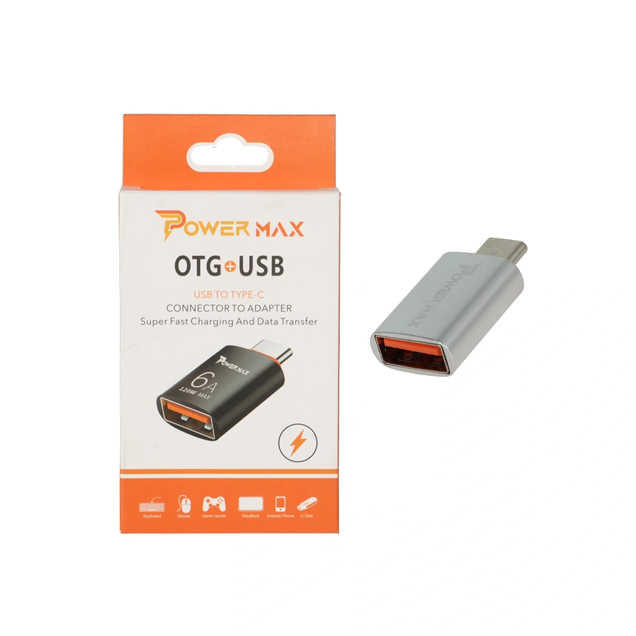 تبدیل Power Max Type-C To USB 120W - نقره ای