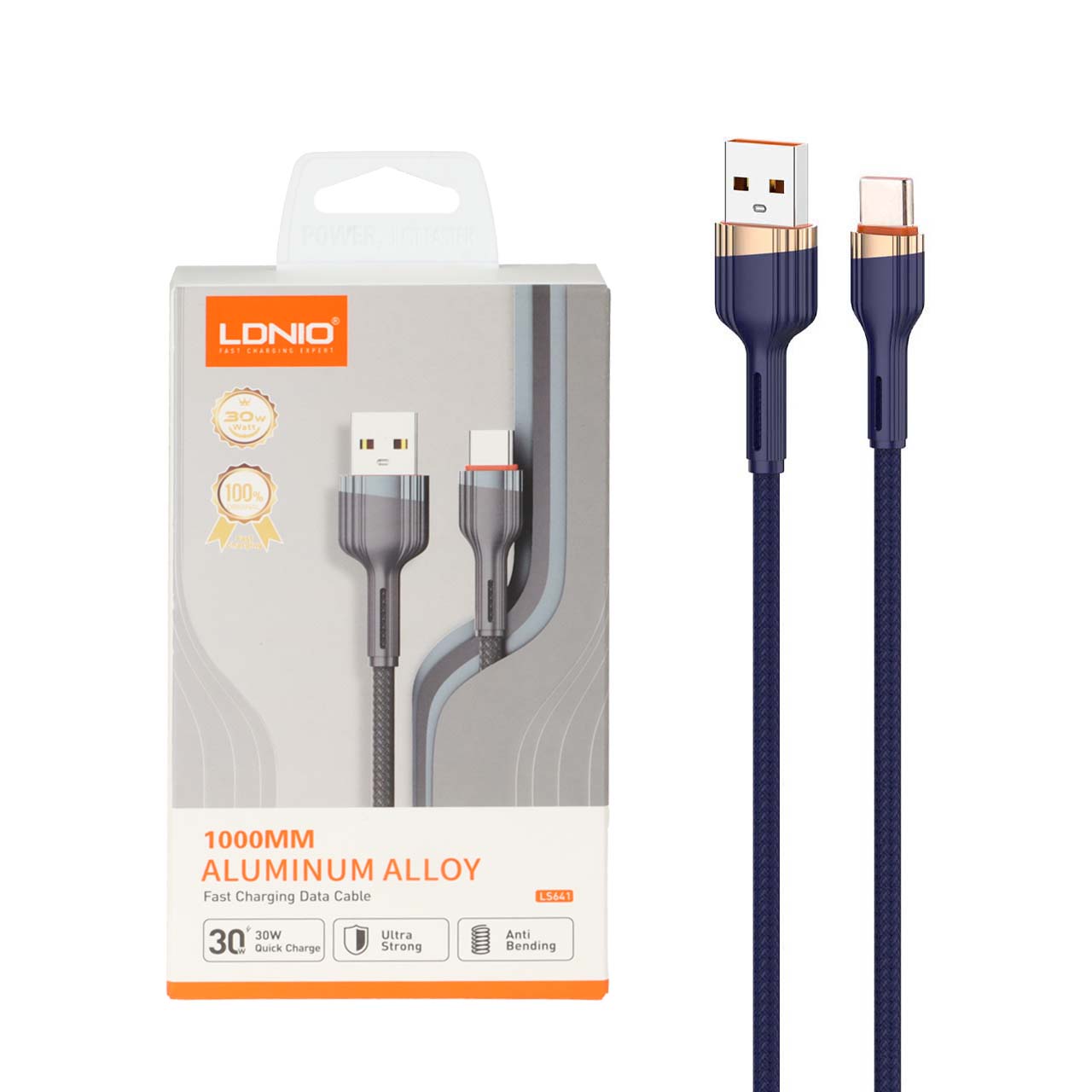 کابل شارژ فست LDNIO Type-C مدل LS641 - سرمه ای (اصلی)