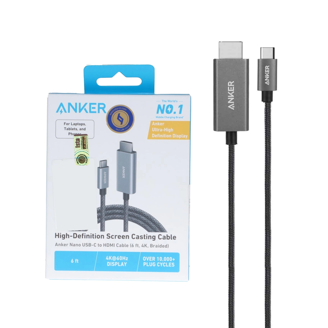 کابل ANKER Type-C To HDMI مدل A87E0H12 - مشکی (کارکرده)