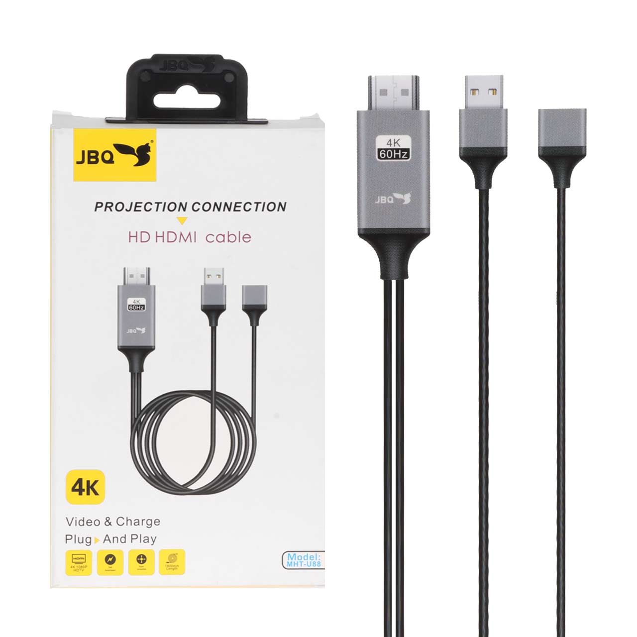 کابل 1.8 متری JBQ USB To HDMI مدل MHT-U88 - مشکی (کارکرده)