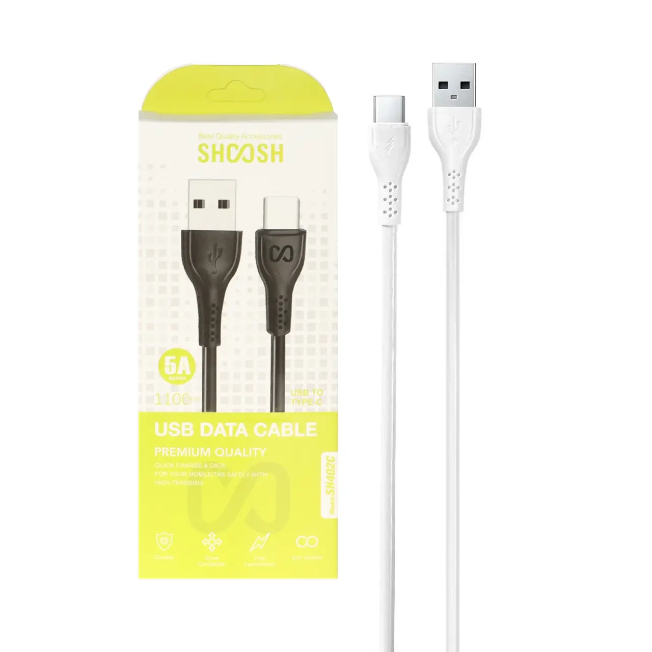 کابل شارژ 1.1 متری فست Shoosh Type-C مدل SH402C - سفید - SMO