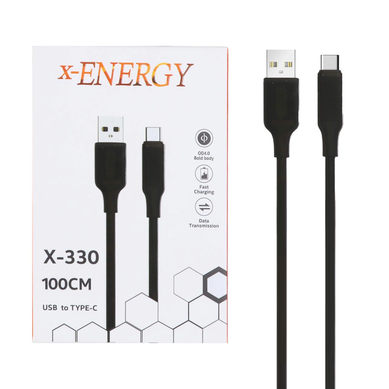 کابل شارژ فست X-Energy Type-C مدل X-330 - مشکی (گارانتی IPM)