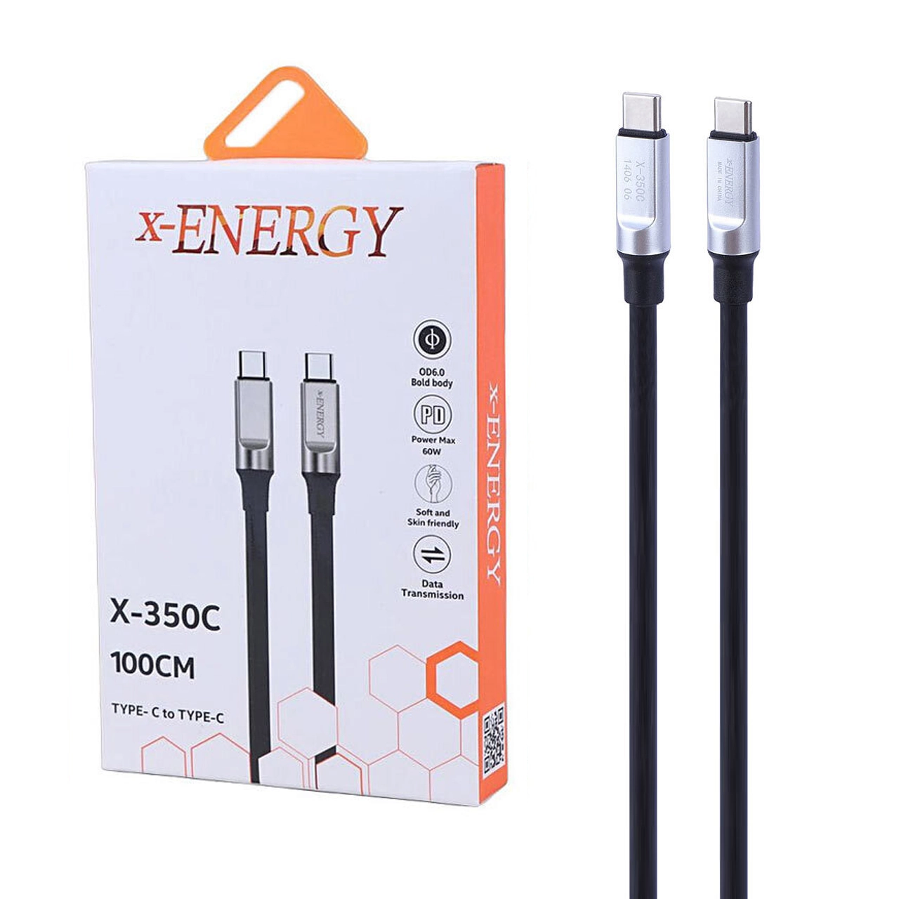 کابل شارژ PD و فست X-Energy Type-C To Type-C مدل X-350 C 60W - مشکی (گارانتی IPM)