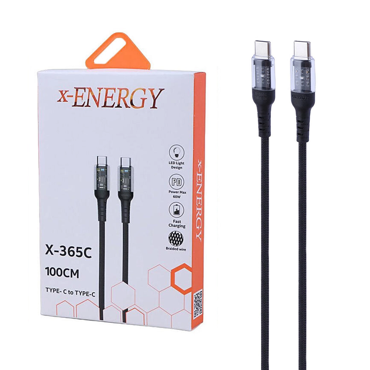 کابل شارژ PD و فست X-Energy Type-C To Type-C مدل X-365 C 60W - مشکی (گارانتی IPM)