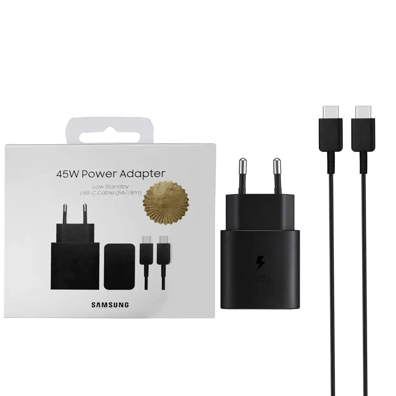 شارژر دیواری سه پین PD و فست Samsung مدل T4511 45W به همراه کابل شارژ DST - Type-C To Type-C (گارانتی شش ماهه شرکتی)