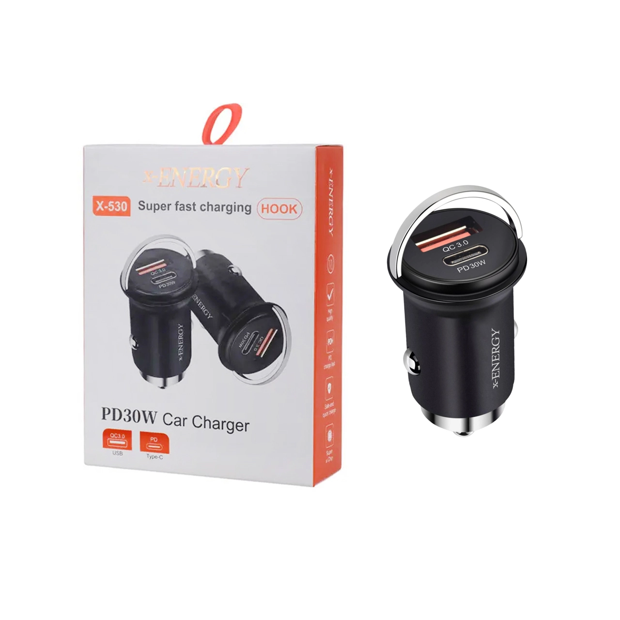 شارژر فندکی فست و PD دو پورت X-Energy مدل X-530 30W - خاکستری (گارانتی IPM)