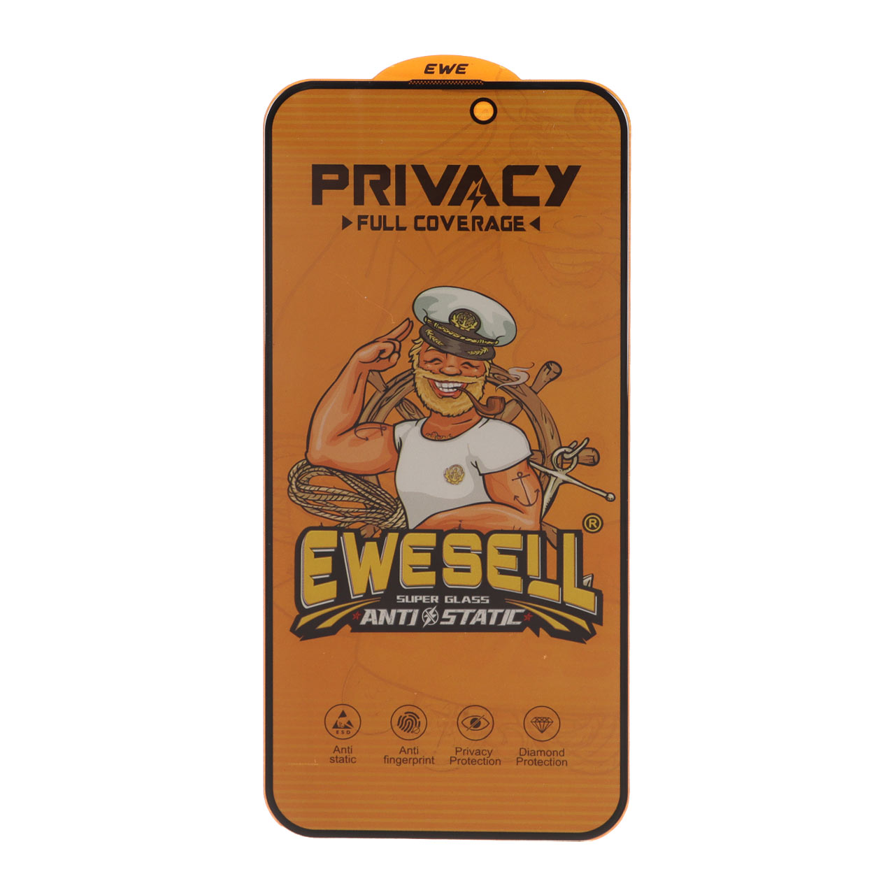 محافظ صفحه نمایش شیشه ای Full Cover Ewesell Anti Static Privacy مدل Apple iPhone 15 Pro Max