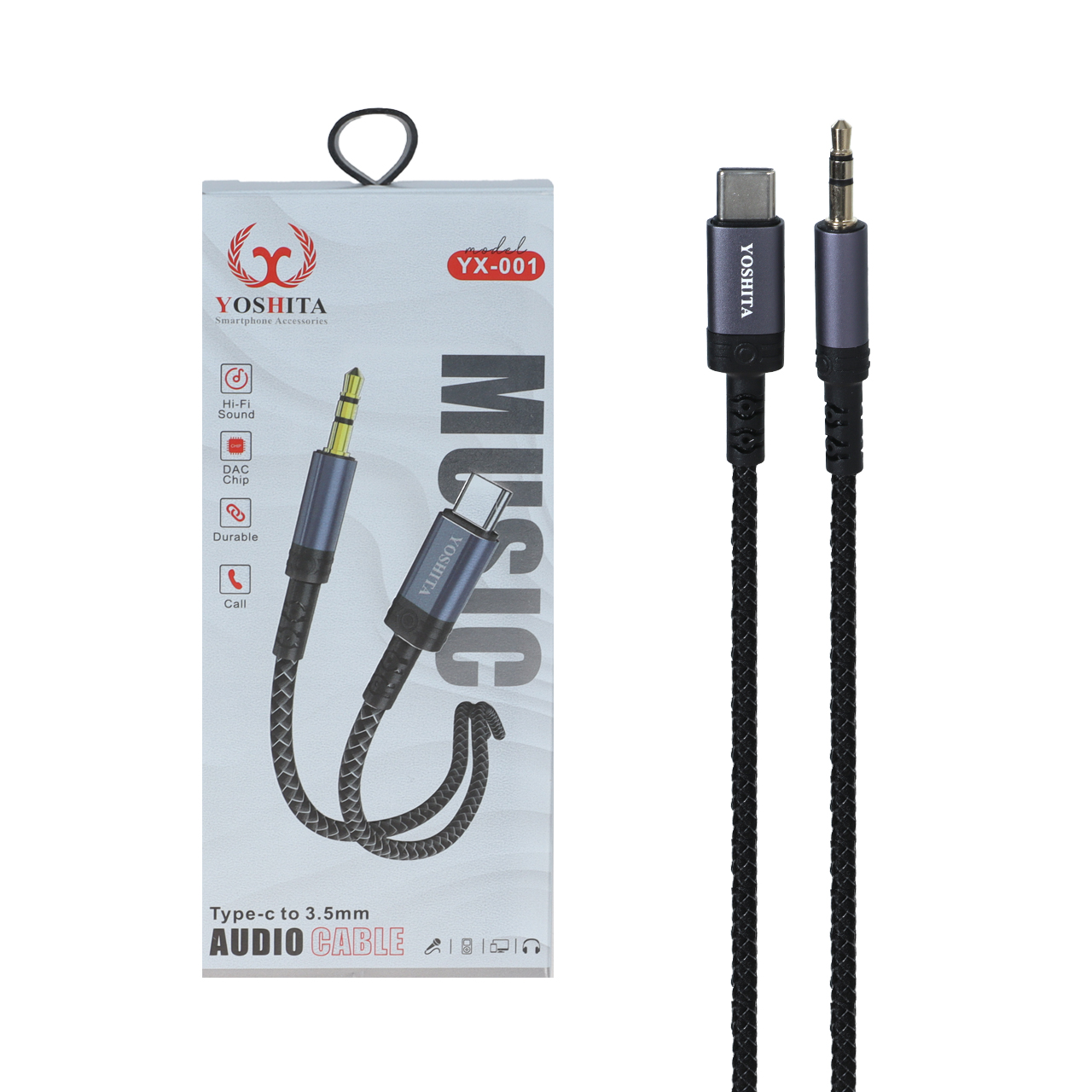 کابل Yoshita Type-C To Aux مدل YX-001 - مشکی - MMS (گارانتی شش ماهه YA)