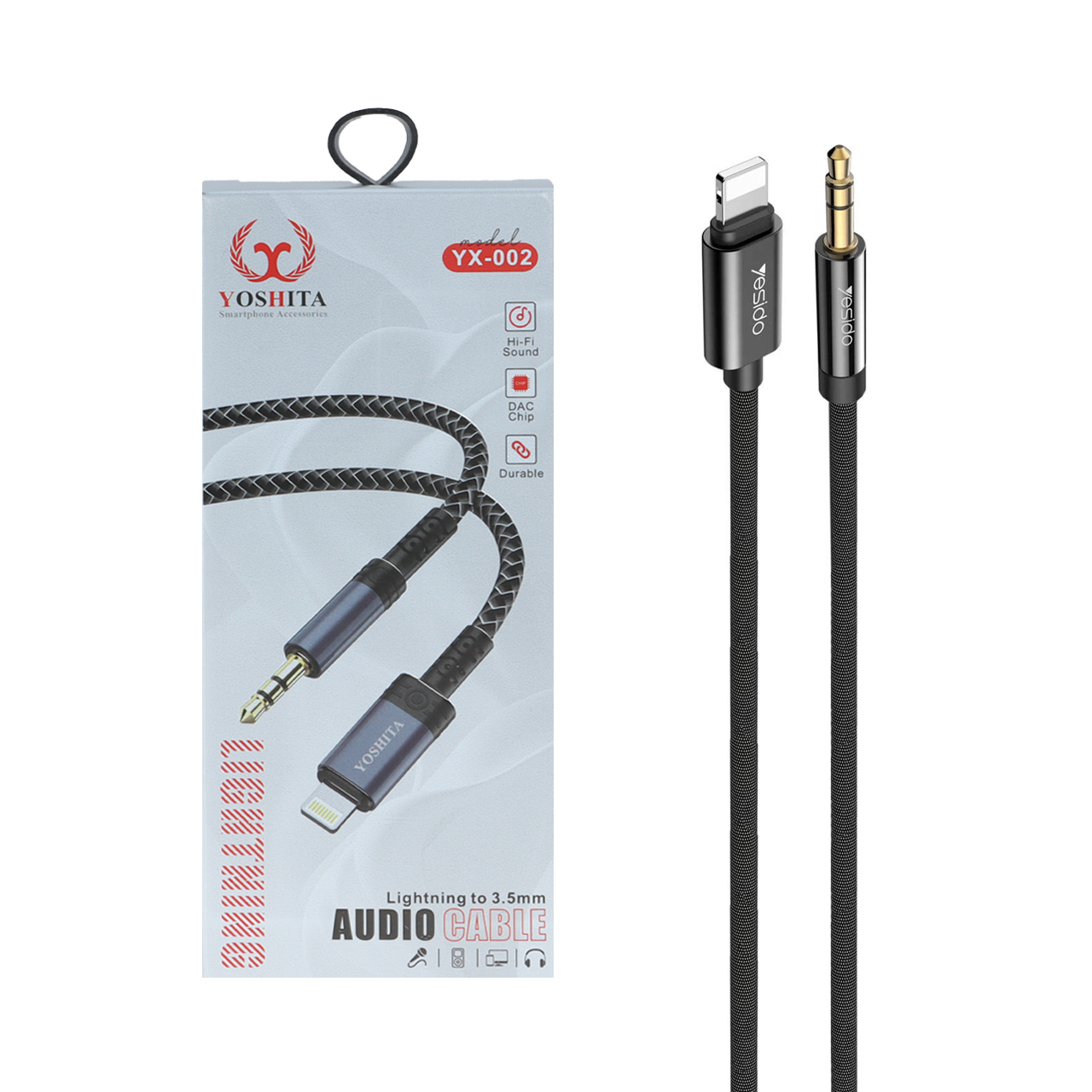 کابل Yoshita Lightning To Aux مدل YX-001 - مشکی - MMS (گارانتی شش ماهه YA)