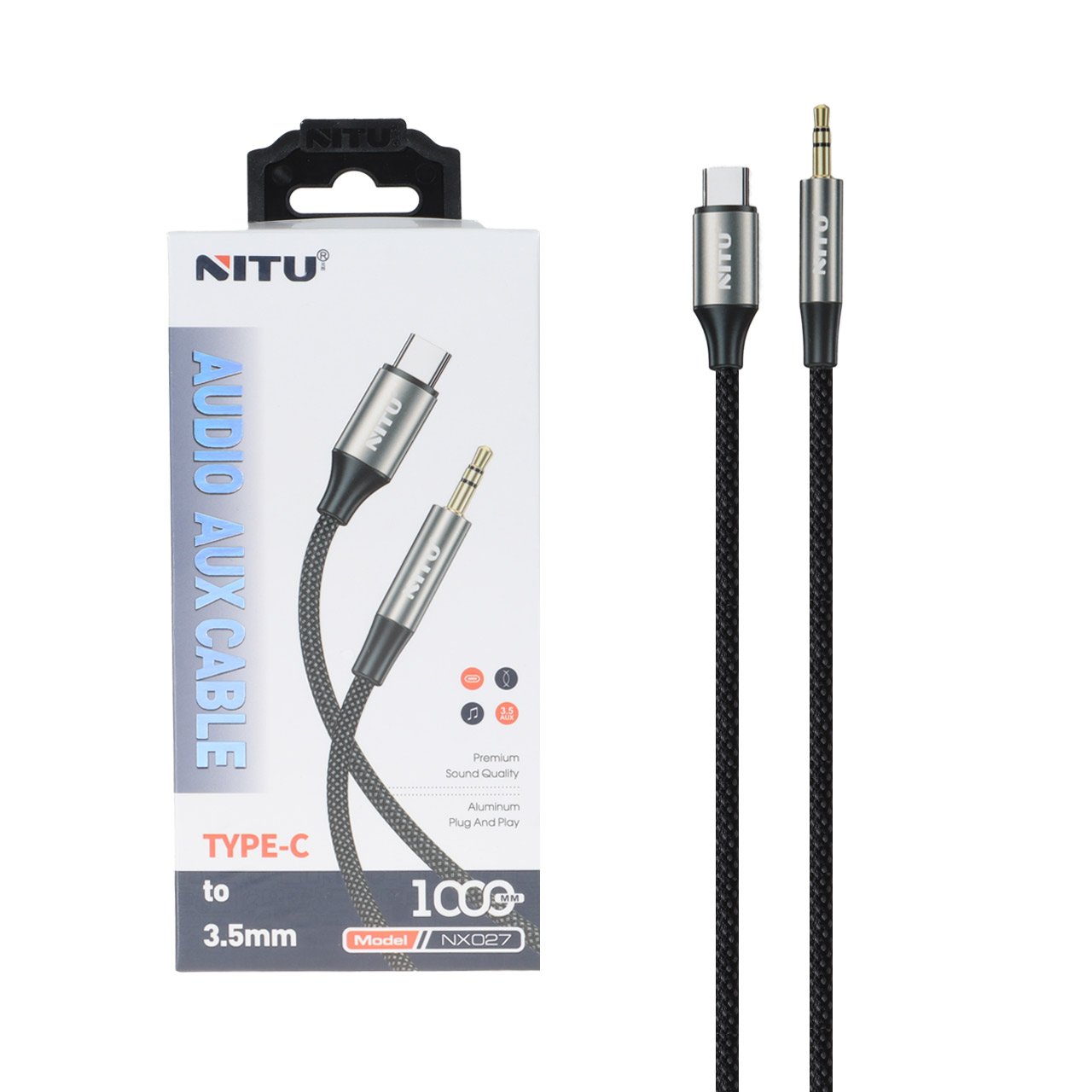 تبدیل NITU AUX To Type-C مدل NX027 - خاکستری (گارانتی 18 ماه تعویض نیکان همراه)