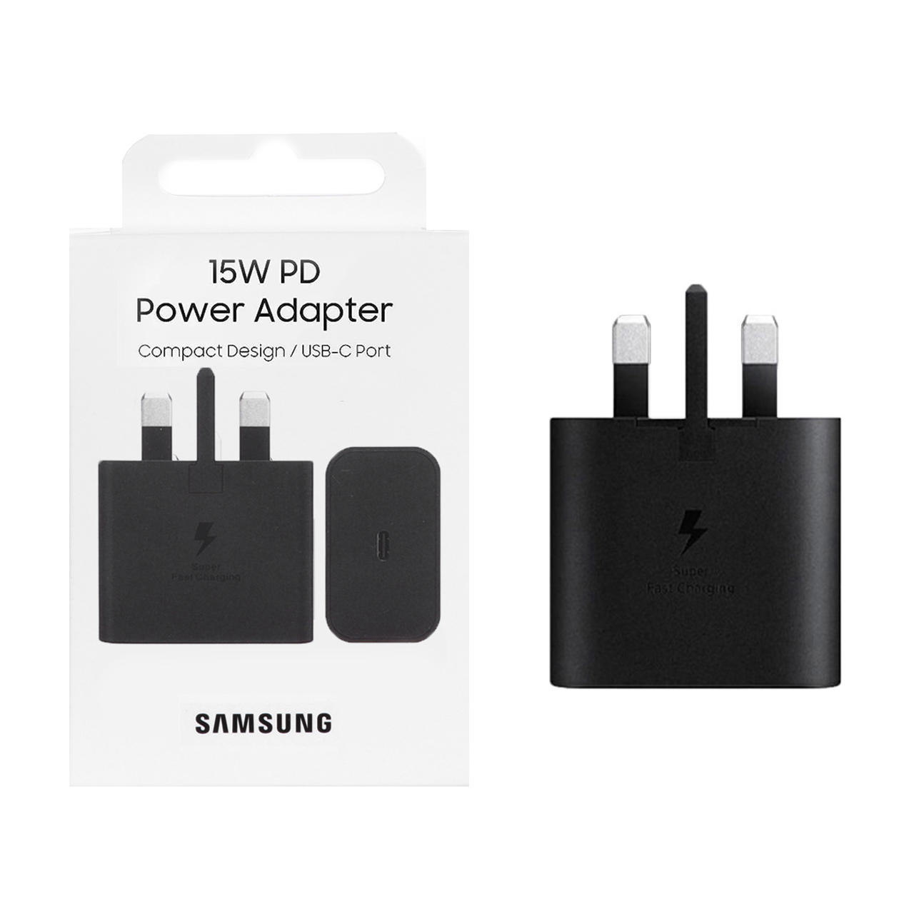 شارژر دیواری سه پین فست و PD تک پورت SAMSUNG Type-C مدل T1510 15W - مشکی