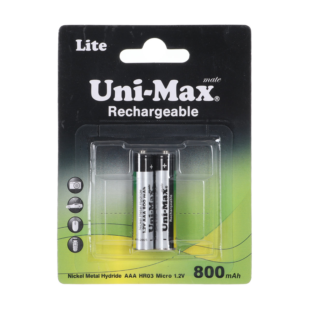 باتری نیم قلم قابل شارژ Uni-Max AAA با ظرفیت 800mAh (بسته 2 عددی)